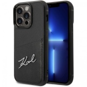 Чехол iPhone 14 Pro Max Накладка Кожзам Karl Lagerfeld with Cardslot Signature logo Hard