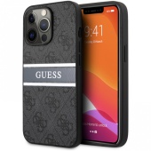 Чехол iPhone 14 Pro Max Накладка Кожзам Guess 4G Stripe printed logo Hard