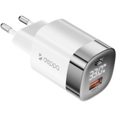 Сетевое ЗУ Deppa 11444 с дисплеем, 33 ватта, 2 выхода: USB-A, USB-C