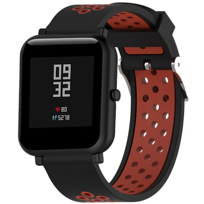 Браслет Sport Band для Amazfit Bip Силикон (Браслет для Amazfit Bip Силикон Черный/Красный)