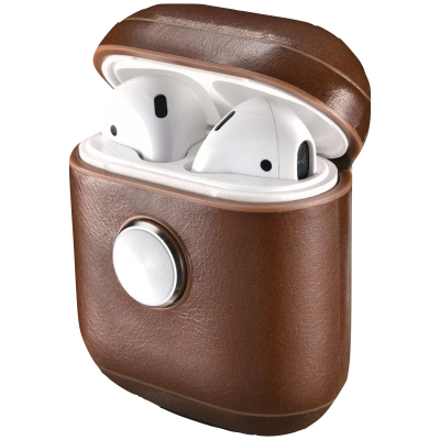 Чехол кожаный для наушников Apple AirPods iCarer (спиннер) (AirPods iCarer Коричневый)
